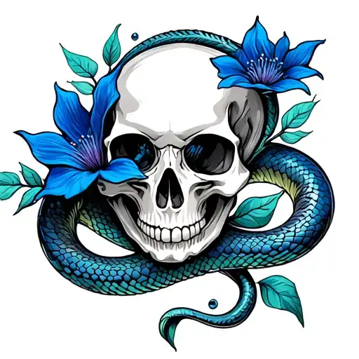 Skull Vine Snake Blue Flower