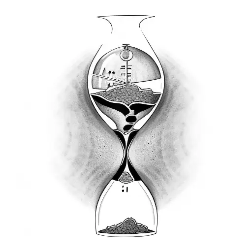 Hourglass Tattoo That Represents Change And New Life Using A Bomb And A Plant