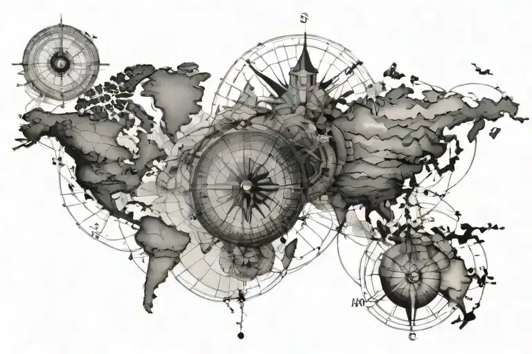 Compass And World Map