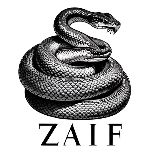 My Name Zaif With A Realistic Snake Crawling Thru The Letters Idea For A
