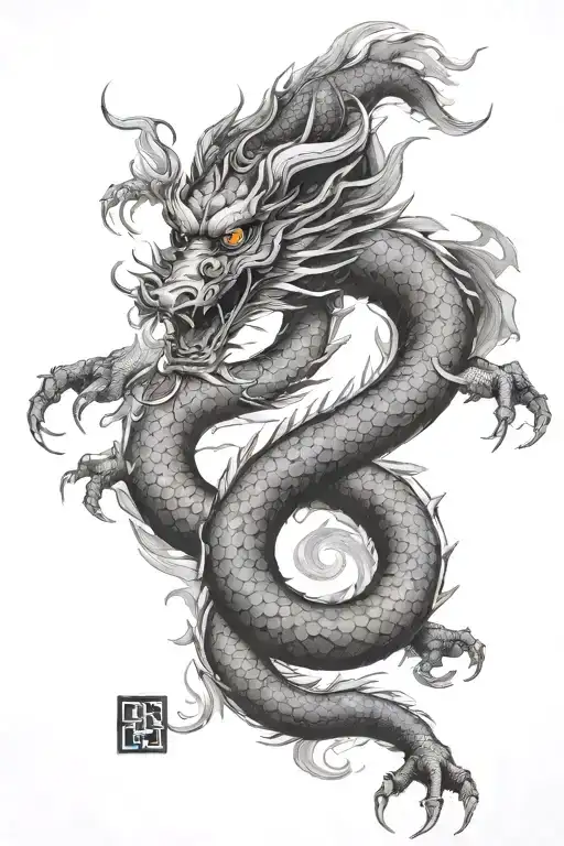 Japanese Dragon With Message Written Vertically