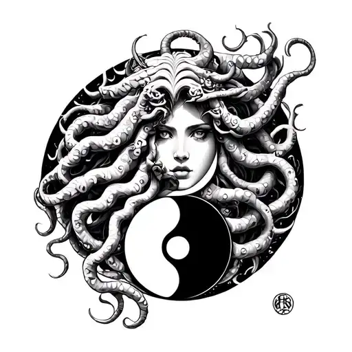 Medusa On Yin Yang Symbol