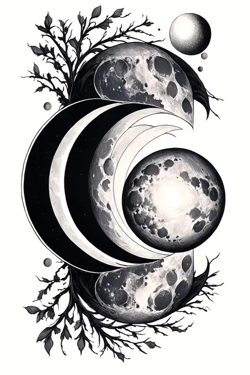 Vertical Symmetrical Moon Phases Vertically