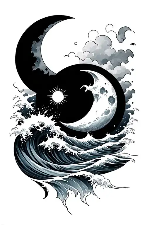 The Sun The Moon And The Ocean Waves