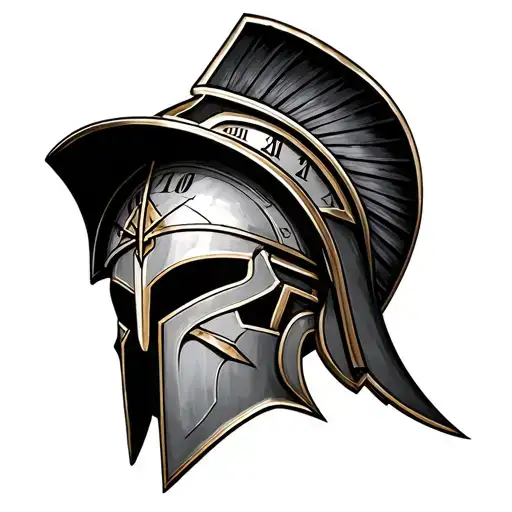 Spartan Helmet With Time Clock