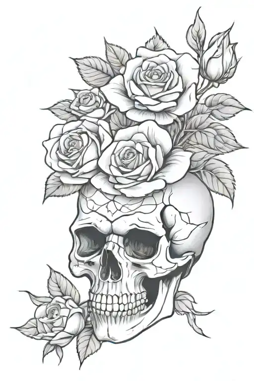 Skull Ane Roses Growing
