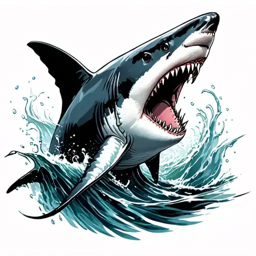 Shark Breaching Water