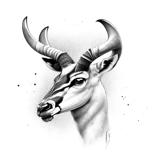 Fierce Muscular Springbok With Skull As Head