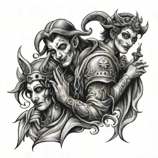 Jester With Angel And Devil