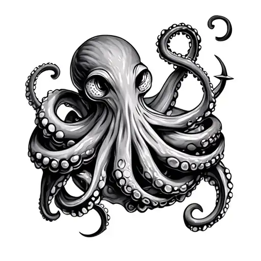 Octopus Wrapped Around An Anchor