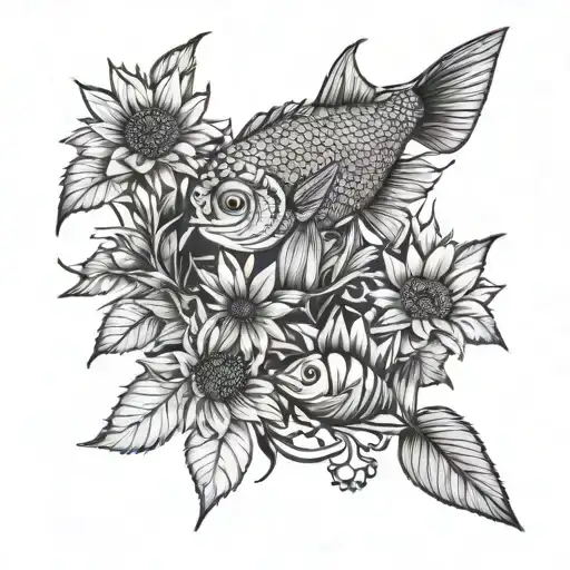 Sunflowers And The Pieces Fish