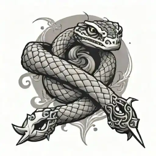 Sword Pearcing Snake Wrapped