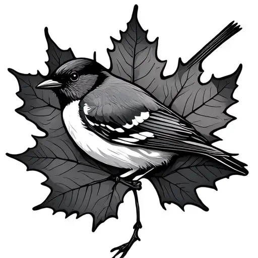Maple Leaf Wrapped Around A Mockingbird Dainty