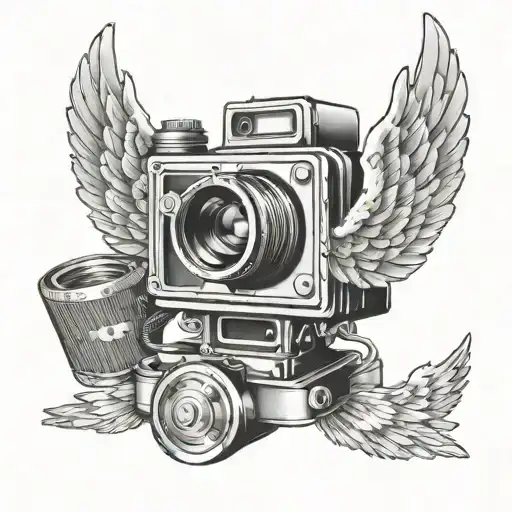 Combine Movie Camera With A Halo And Angel Wings