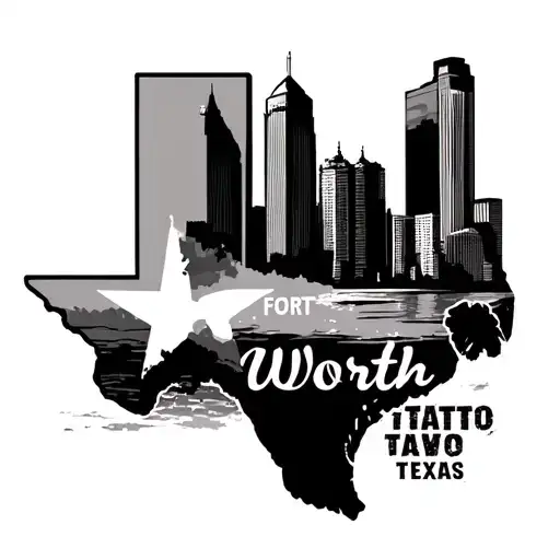State Of Texas With Fort Worth Skyline