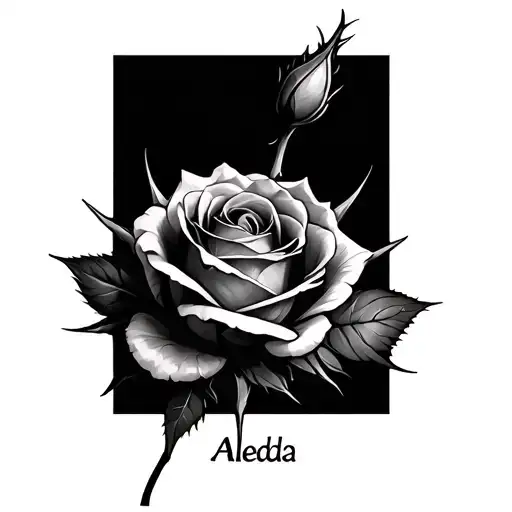 Rose With Spines Rolled In A Aleida Name