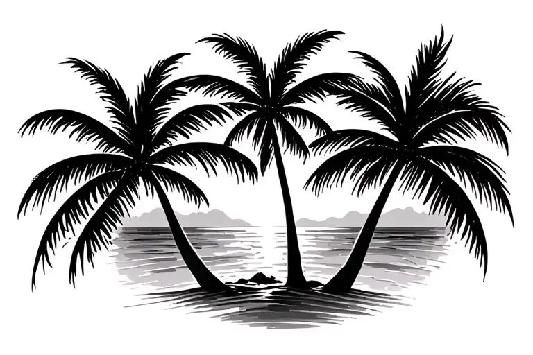 Beach Sunset With Palm