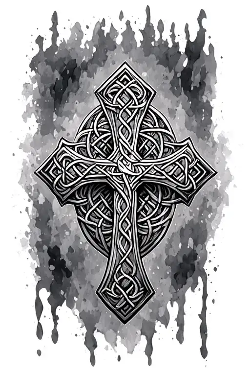 Only A Cross With Celtic Pattern Inspired With No Background
