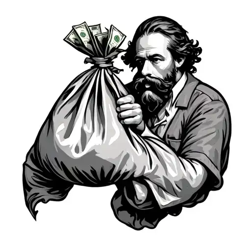 Jewish Man Holding Bags Of Money Large Nose