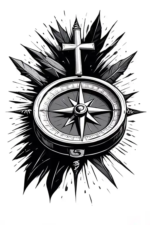 Compass With Cross As The Arrows Pointing Towards