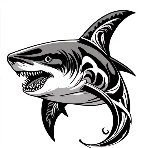 Polynesian Tribal Shark Wave