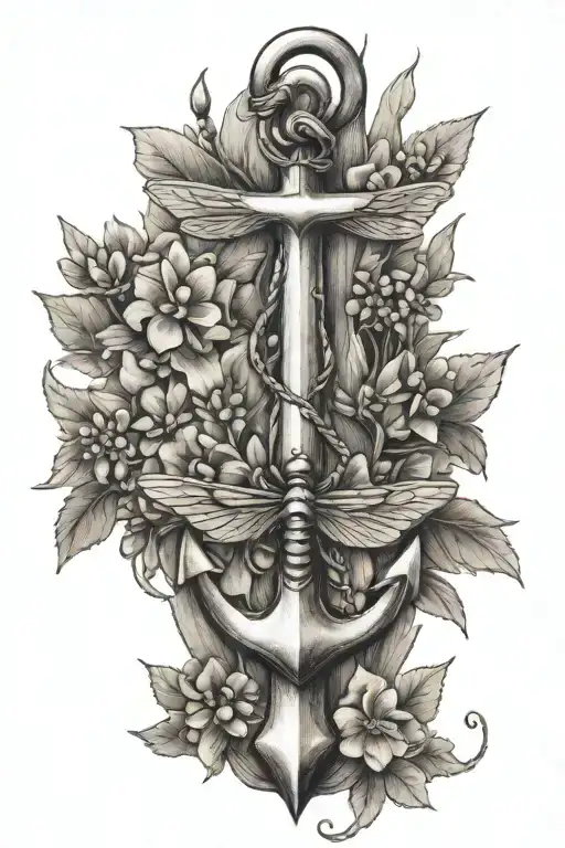 Anchor With Lupines And Dragonflies