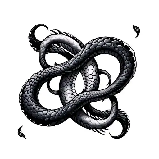 Abstract Twin Serpents Tattoo As Gemini