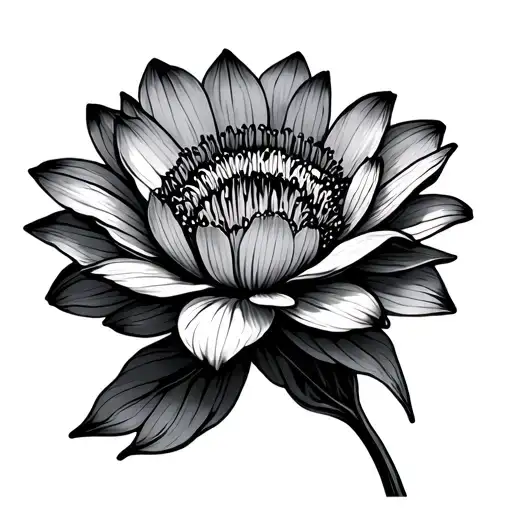 Loto Flower With Black Lines