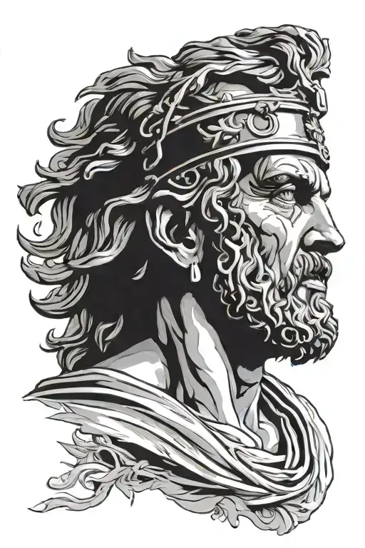 Greek God Chronus Head Portrait