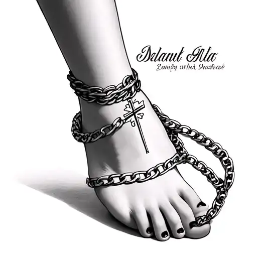 Dainty Unique Chain Link Wrapping Around Ankle To A Elegant Bold Cross Chain