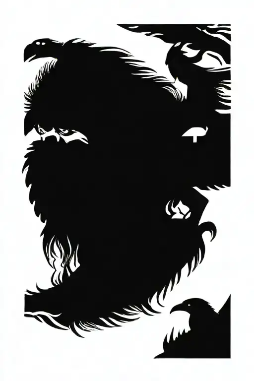 Norse Mythology With A Viking With Nordic Symbols And Odins Crows