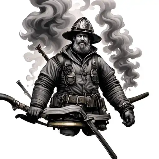 St Florian Firefighter With Burning Smoke