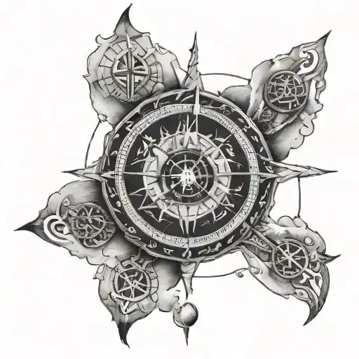 A Space-themed Compass With Intricate Viking Runes
