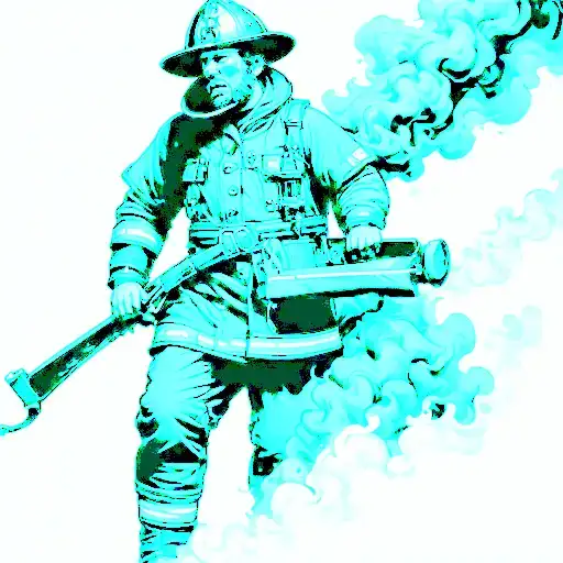 St Florian Firefighter With Burning Smoke Coming