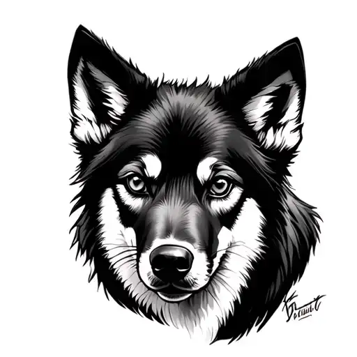 Black Wolf Puppy With Eyes