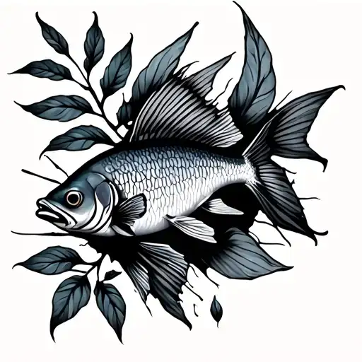 Fish And Plants Growing From A Broken