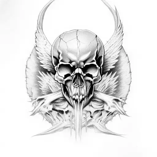 Angel And Devil Skull