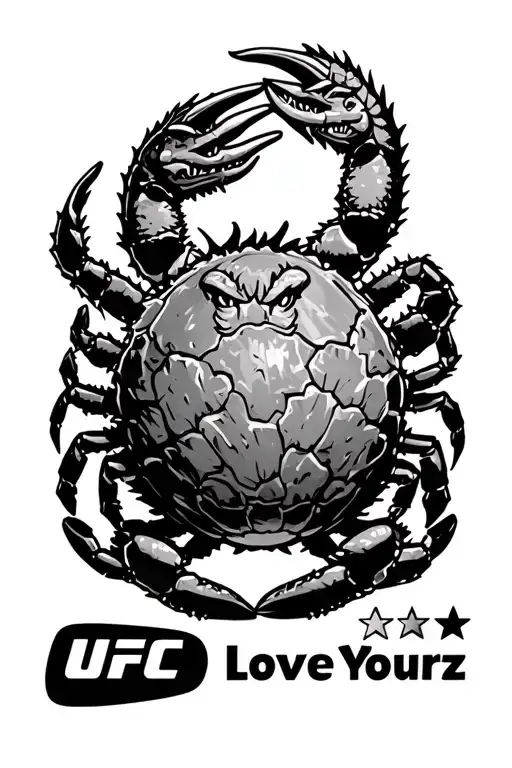 Ufc Logo With Coconut Crab With Dragon A Ball With 3 Stars On It And With Love Yourz At The Bottom