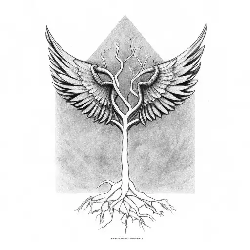 Wings Tree With Roots In A Triangle