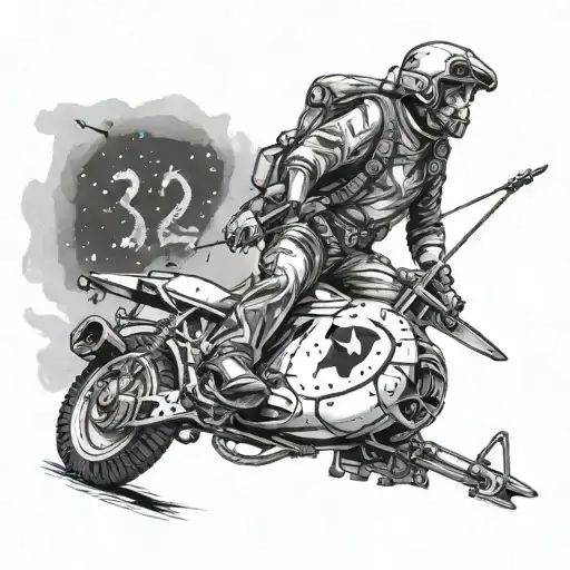 Space Cowboy With The Number 32 Somewhere And A Huey Helicopter