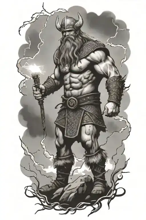 Viking Standing With Lightning In The Sky