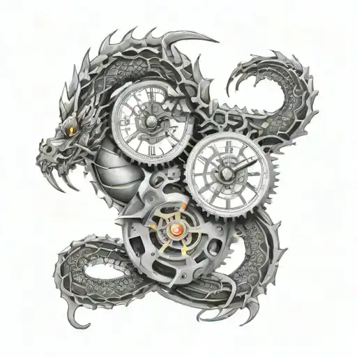 Dragon Wrapped Watch Mechanism Intertwined