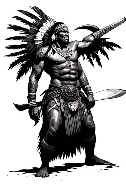 Aboriginal Warrior With A Boomerang