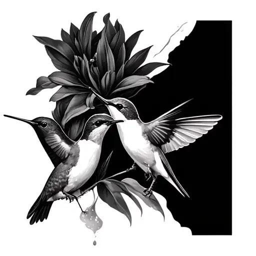 3 Lillie's With A Hummingbird Drinking From The One In The Middle Tattoo