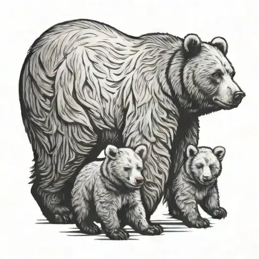 Bear And Two Cubs