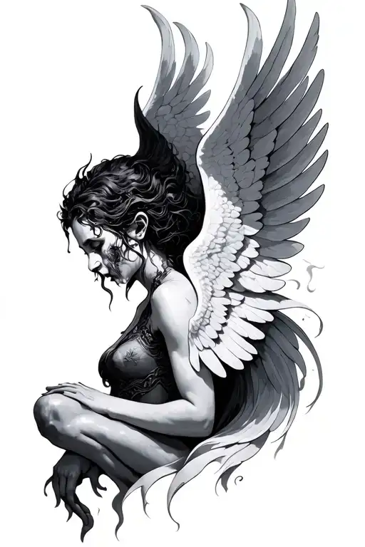 Angel Turning Into Demon Half Angel