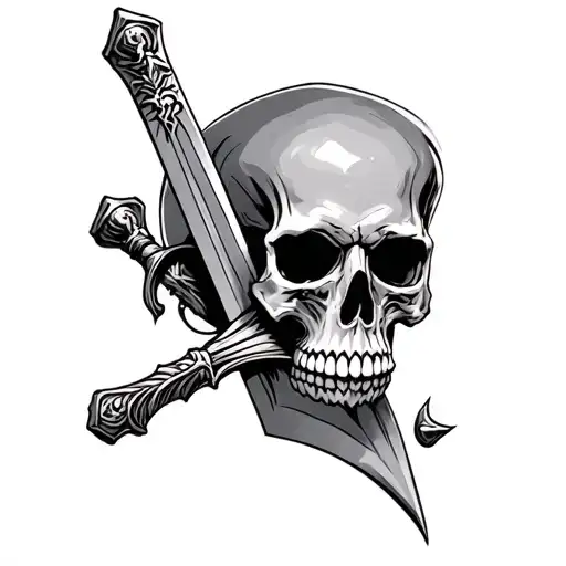 Skull With A Sword Piercing