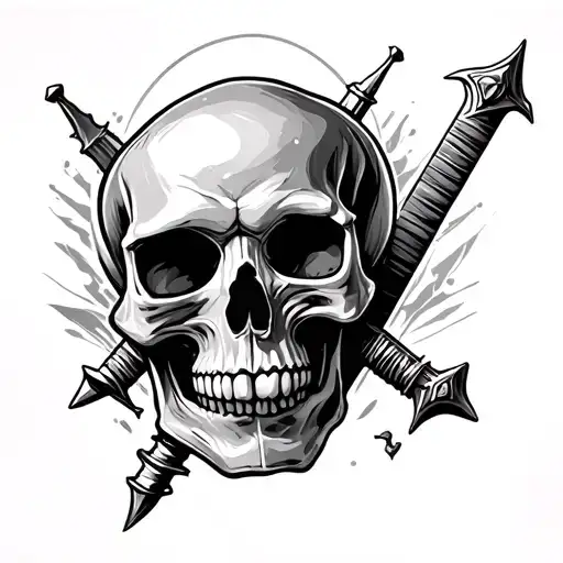 Skull With A Sword Piercing