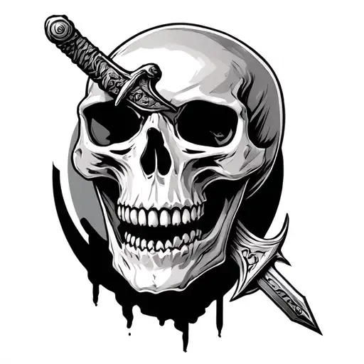 Skull With A Sword Piercing