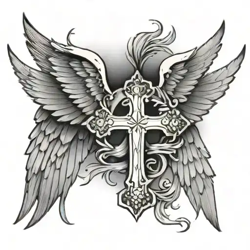 Cross And Angel Wings